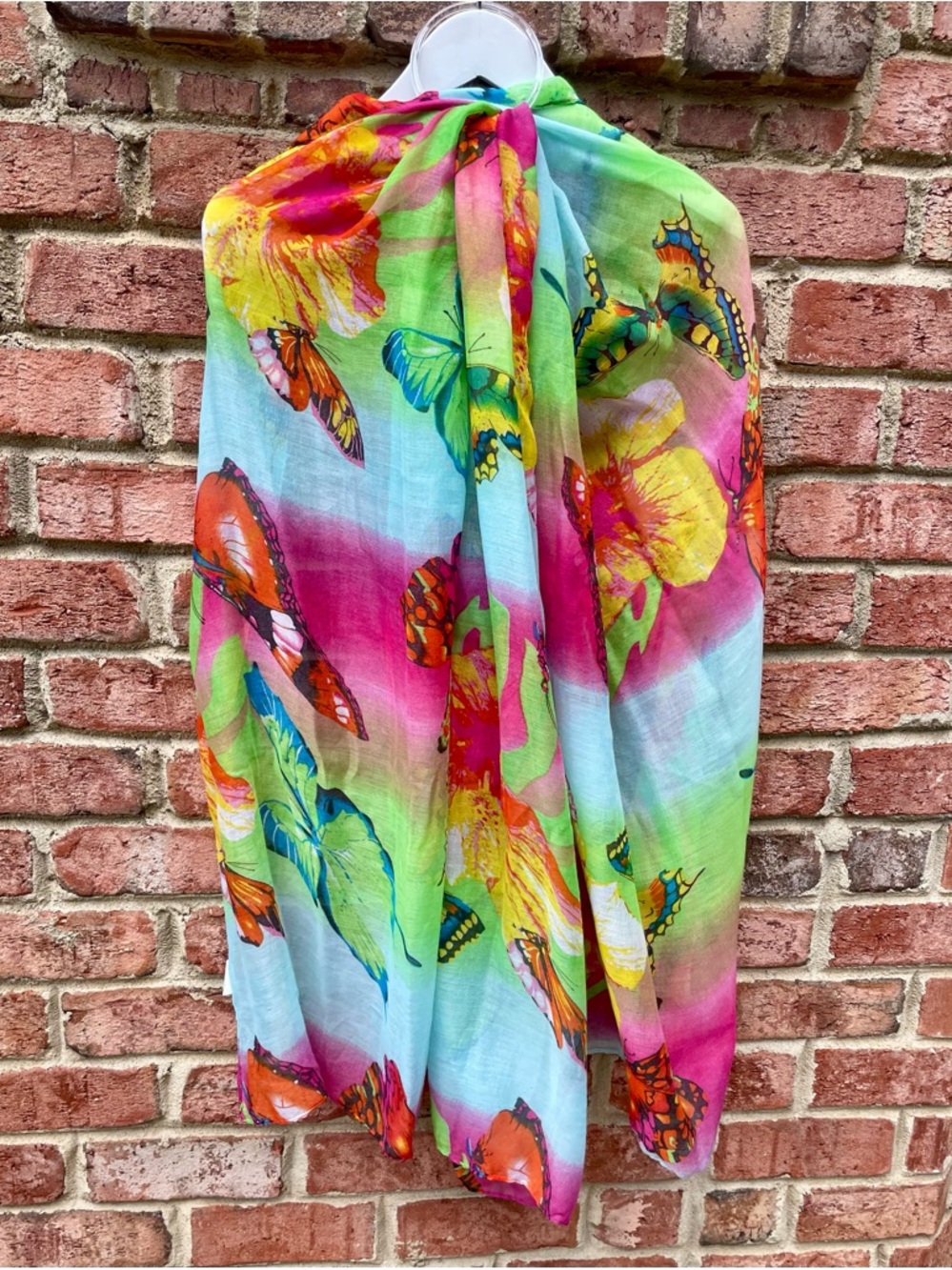 Vibrant Butterfly Print Lightweight Scarf - Multi